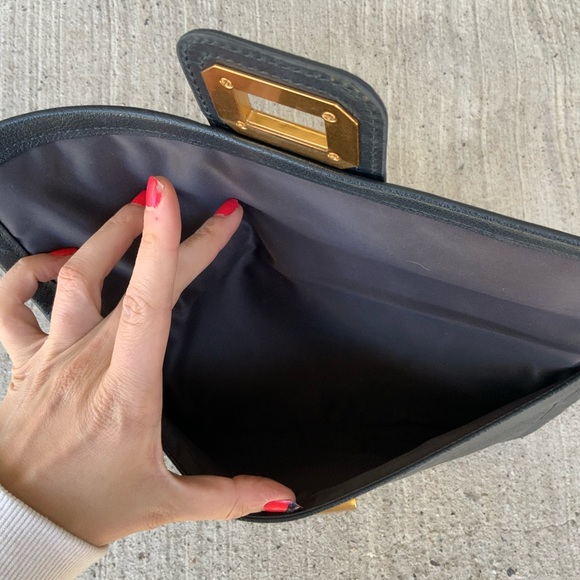 Vintage Y2K JUICY COUTURE Leather Steel Grey Flat Large Clutch Bag BRAND NEW - Picture 3 of 16